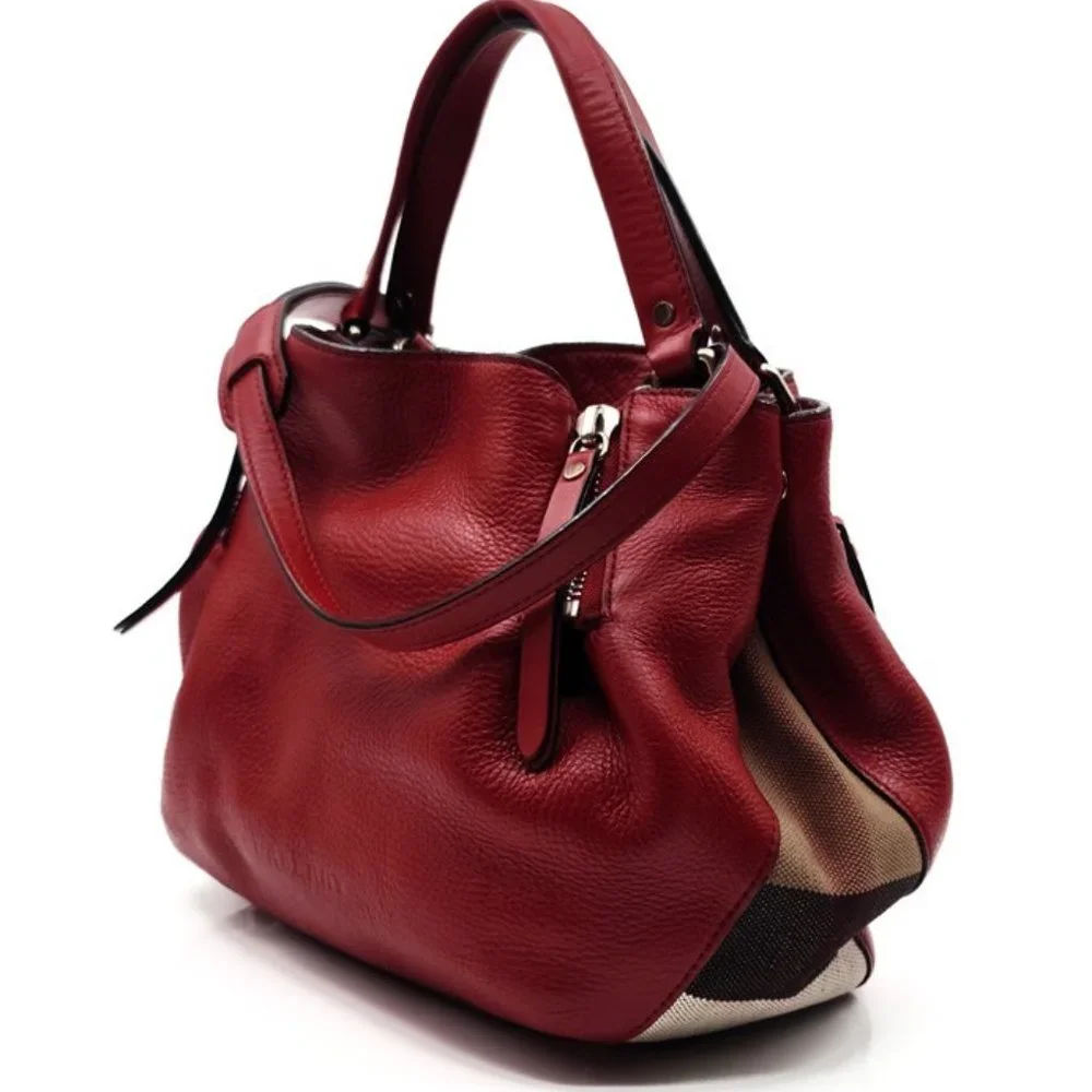 authentic BURBERRY Red Leather Crossbody Bag - Picture 7 of 11